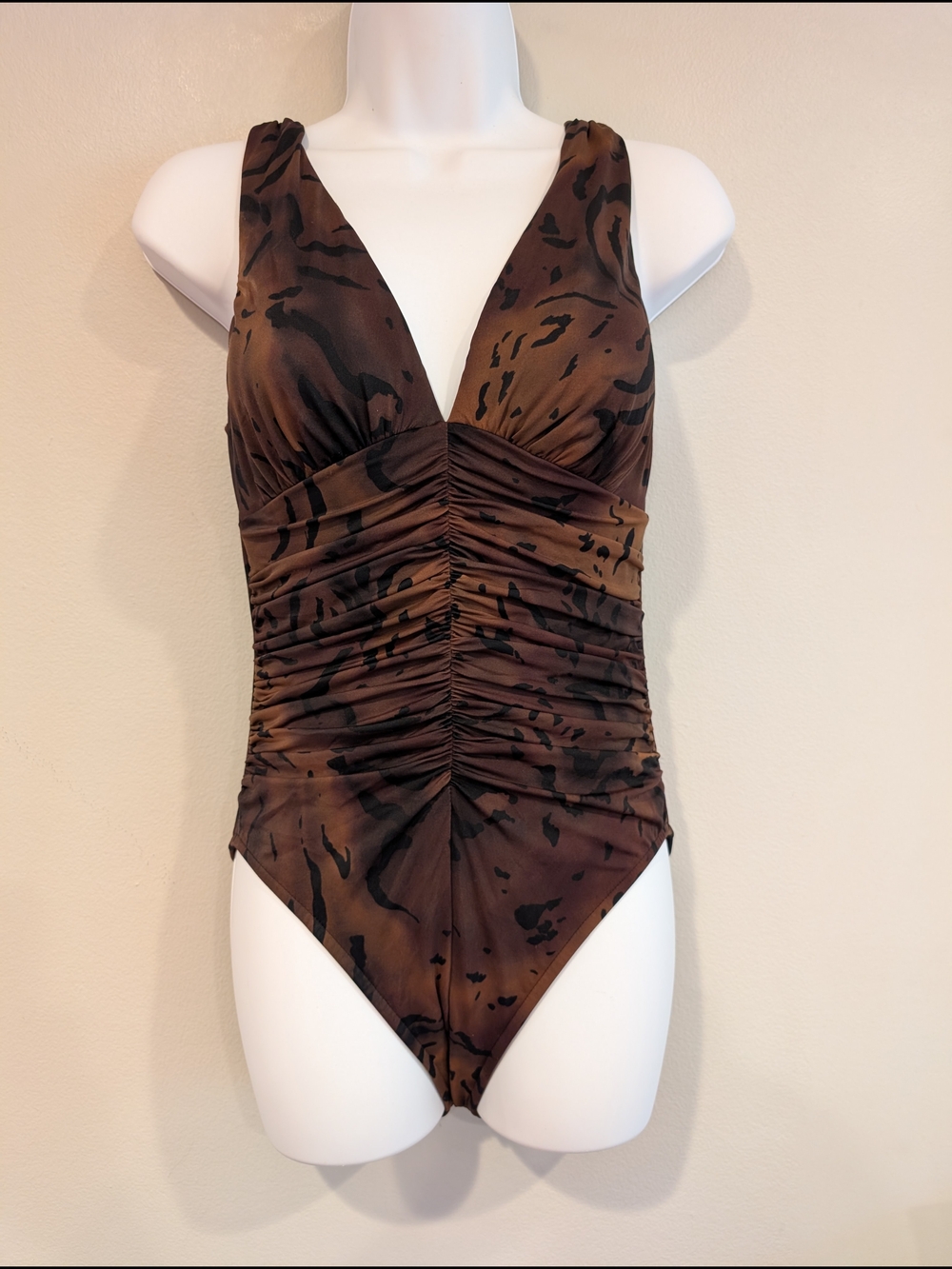 Miraclesuit Animal Print One-Piece Swimsuit - Brown Size 12 Belly Control